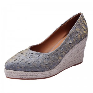 Women's Fashion Pointed-toe Low-cut High Heel Straw Woven Hemp Rope Bottom Shoes