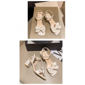 Summer Bowknot Chunky Heel Sandals