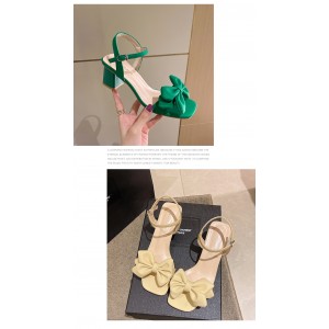 Summer Bowknot Chunky Heel Sandals