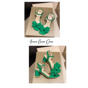 Summer Bowknot Chunky Heel Sandals