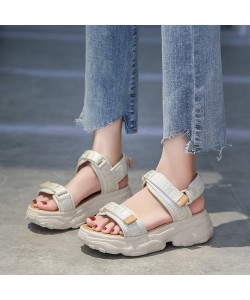 Women's Platform Sports Style One-line Peep Toe Velcro Sandals