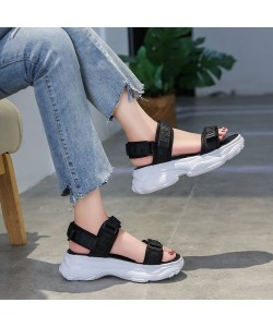 Women's Platform Sports Style One-line Peep Toe Velcro Sandals