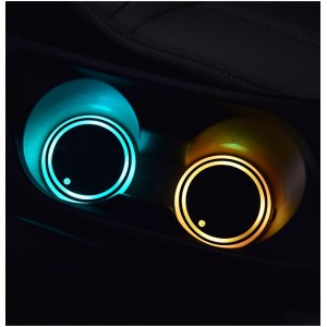 Colorful Cup Holder LED Light-up Coaster Solar and USB Charging Non-slip Coaster Ambient Light For Car Automatically
