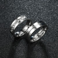 Diamond-encrusted HER KING HIS QUEEN Couple Couple Rings