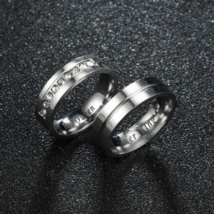 Diamond-encrusted HER KING HIS QUEEN Couple Couple Rings