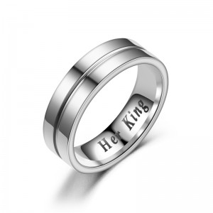 Diamond-encrusted HER KING HIS QUEEN Couple Couple Rings