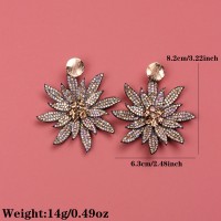 Vintage Fashion Full Rhinestone-encrusted Flower Earrings