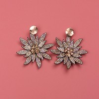 Vintage Fashion Full Rhinestone-encrusted Flower Earrings