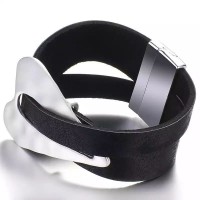 Fashion Leather Alloy Magnetic Buckle Ladies' Bracelet