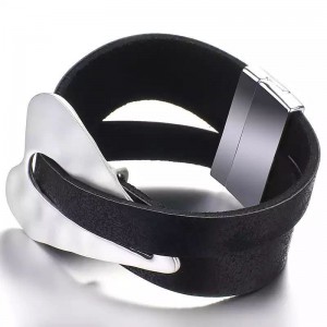Fashion Leather Alloy Magnetic Buckle Ladies' Bracelet