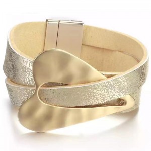 Fashion Leather Alloy Magnetic Buckle Ladies' Bracelet