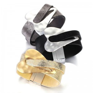Fashion Leather Alloy Magnetic Buckle Ladies' Bracelet