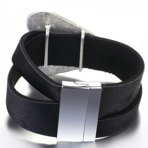 Fashion Leather Alloy Magnetic Buckle Ladies' Bracelet