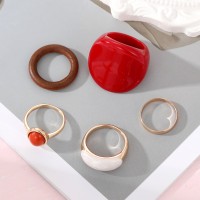 Creative Resin Wine Red Ring Suit 5-piece Set