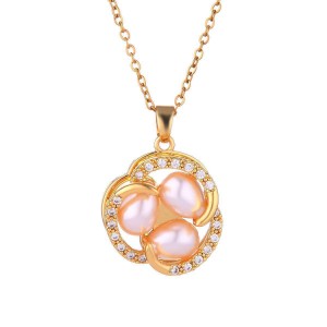 Fashion Design Rotating Pearl Flower Necklace