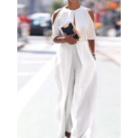 Women's Fashion Loose Washed-out Straight Stitching Loose Jumpsuit