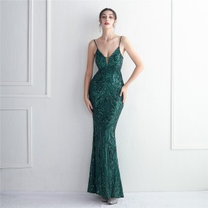 High-density Three-dimensional Strong Sequin Positioning Flower Dress