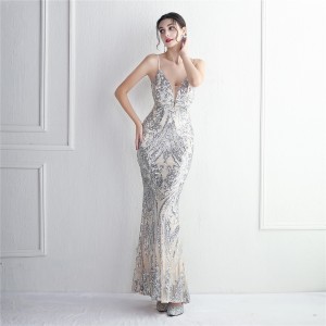 High-density Three-dimensional Strong Sequin Positioning Flower Dress