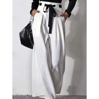 High Waist Loose Drawstring Pleated Trousers