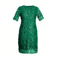 Stitching Embroidered Lace Slim Cocktail Dress