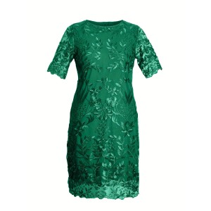 Stitching Embroidered Lace Slim Cocktail Dress