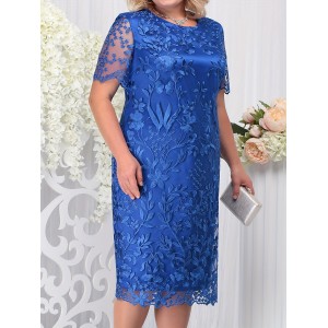 Stitching Embroidered Lace Slim Cocktail Dress