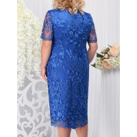 Stitching Embroidered Lace Slim Cocktail Dress