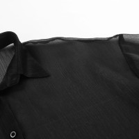 Women's Fashion Design Sense See-through Black Gauzy Shirt