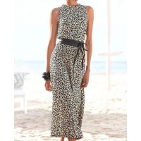 Women's Minimalist Leopard Print Casual Long Dress
