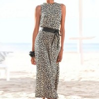 Women's Minimalist Leopard Print Casual Long Dress