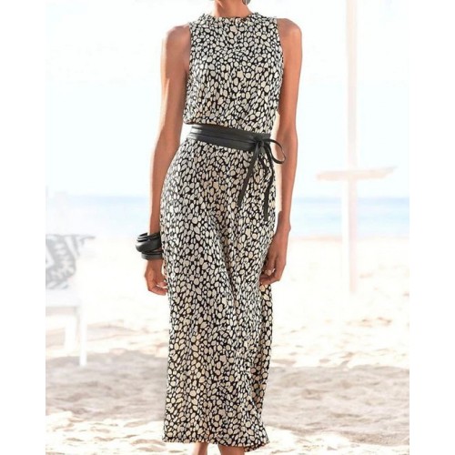 Women's Minimalist Leopard Print Casual Long Dress