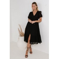 Women's Lace Dress V-neck Short Sleeve Hollow Out