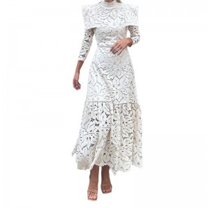 Half Turtleneck Hollow Lace Dress Summer