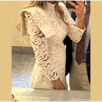 Half Turtleneck Hollow Lace Dress Summer