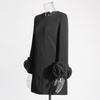 Vietnam Style Three dimensional Flower Straight Dress