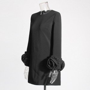 Vietnam Style Three dimensional Flower Straight Dress
