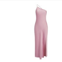 Slim-fit Shoulder Solid Color Backless Long Dress