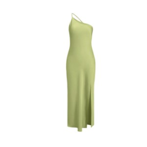 Slim-fit Shoulder Solid Color Backless Long Dress