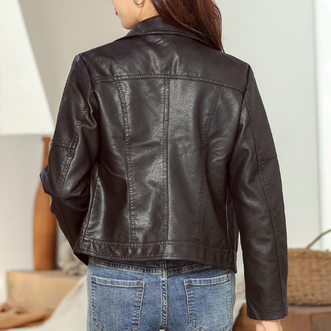Fashion Simple Trendy Short Leather Jacket Women