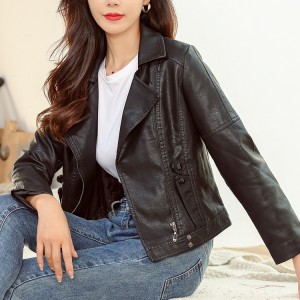 Fashion Simple Trendy Short Leather Jacket Women