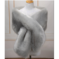 Lengthened Faux Fox Fur Bridal Evening Dress