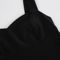 Sexy Black Sleeveless Square Collar Split Dress