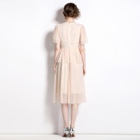 Ladies' Mesh Stitching Sequin Three-dimensional Decoration Flowers Dress