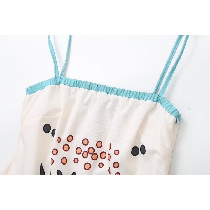 Women's Chiffon Printed Sling Flower Embroidery Dress