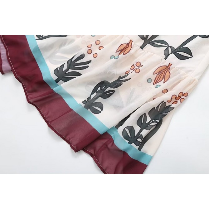 Women's Chiffon Printed Sling Flower Embroidery Dress