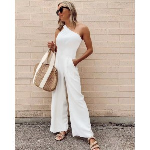 Spaghetti Straps Chest Wrap Zipper Jumpsuit