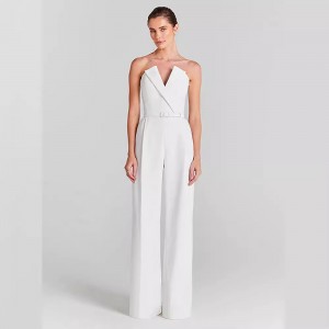 Foam Mesh Top Jumpsuit Casual Suit