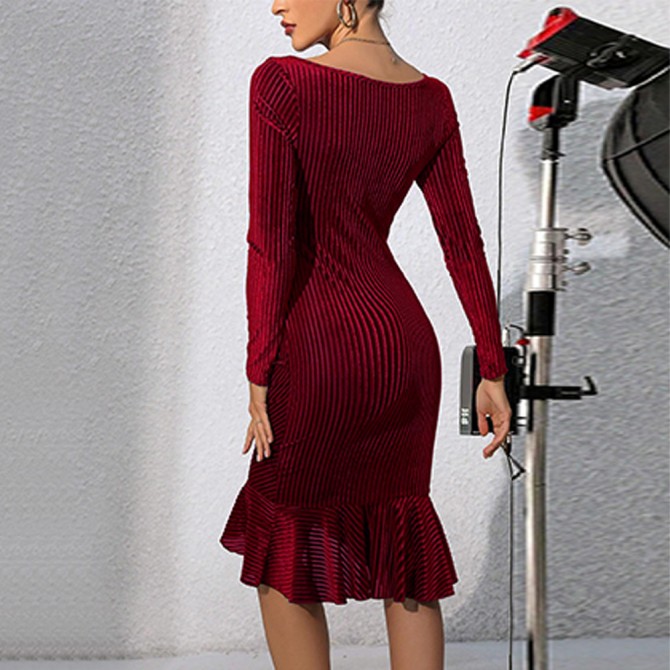 Women's Fashion Velvet Slim Fit Hip Dress