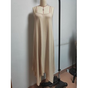 Fashion Solid Color Sling Backless Irregular Sleeveless Loose Dress