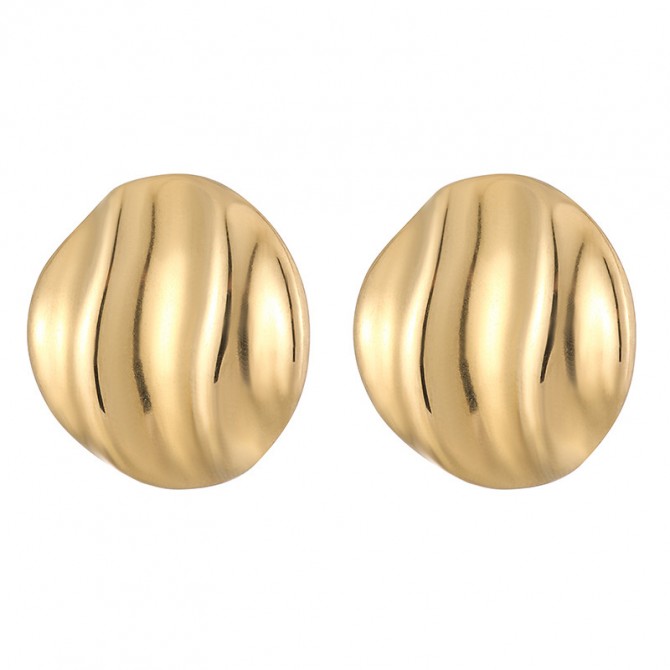 Retro Stainless Steel Studs Pleated Wave